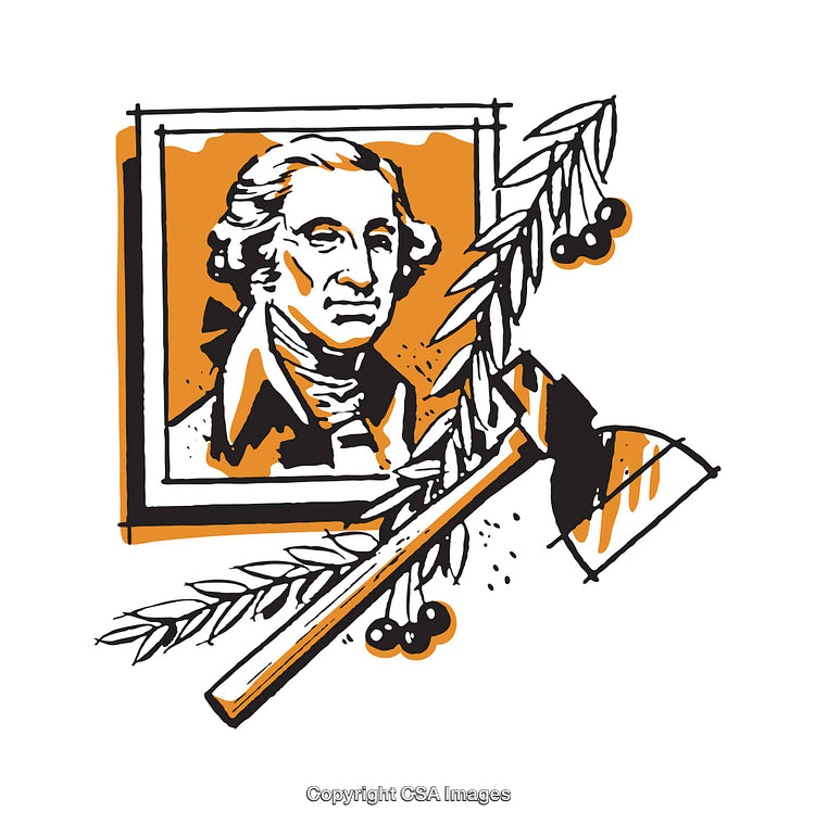 Illustration of a Historical Figure with Ornamental Elements and Tools