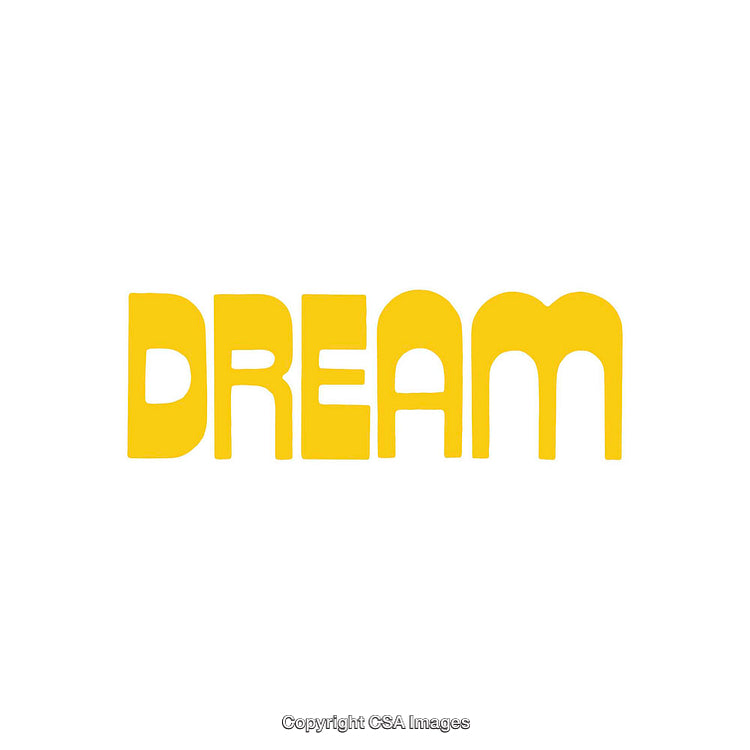 Yellow Dream Text on White Background in Stylish Font Design