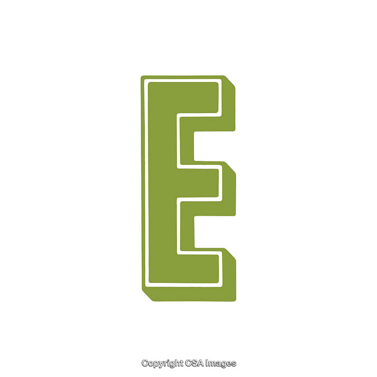 Stylized Green Letter E with Inner Outline on White Background