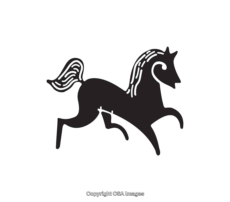 Black And White Abstract Horse Icon with Dynamic Style