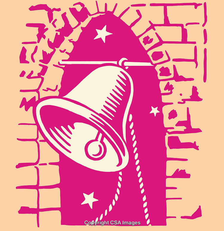 Stylized Bell Illustration With Starry Background in Vibrant Colors