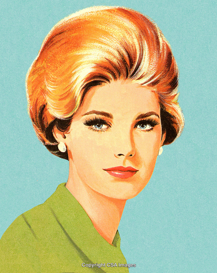 Vintage Illustration of Elegant Woman with Classic Hairstyle and Retro Style