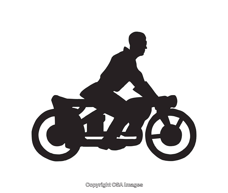 Silhouette Icon of a Person Riding a Motorcycle