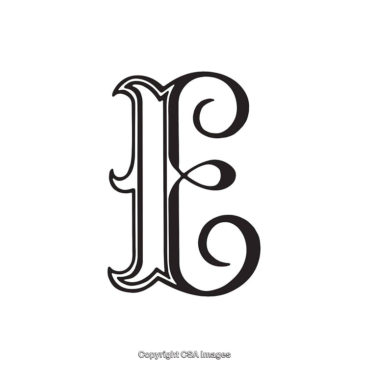 Ornate Typography Design Of The Letter E On A Clean Background