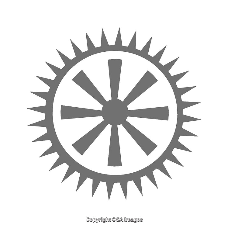 Abstract Circular Design with Radiating Lines and Sharp Points in Monochrome