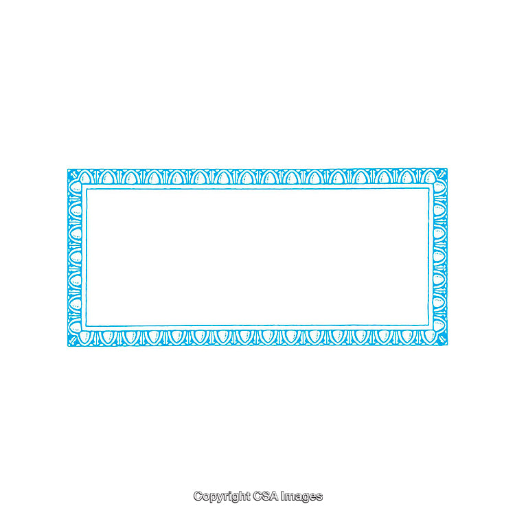 Elegant Blue Border Frame with Intricate Pattern on White Background