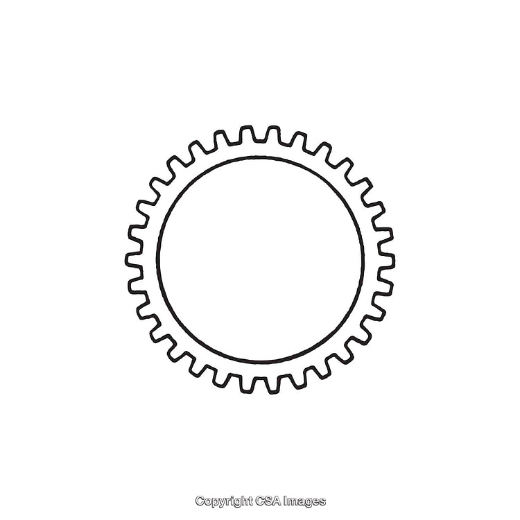 Black and White Gear Shape Outline Design Isolated on White Background