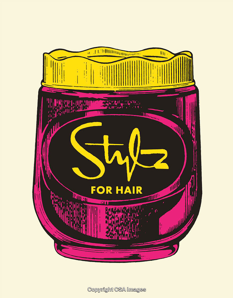 Colorful Illustration of a Hair Styling Product Jar in Bold Pop Art Style