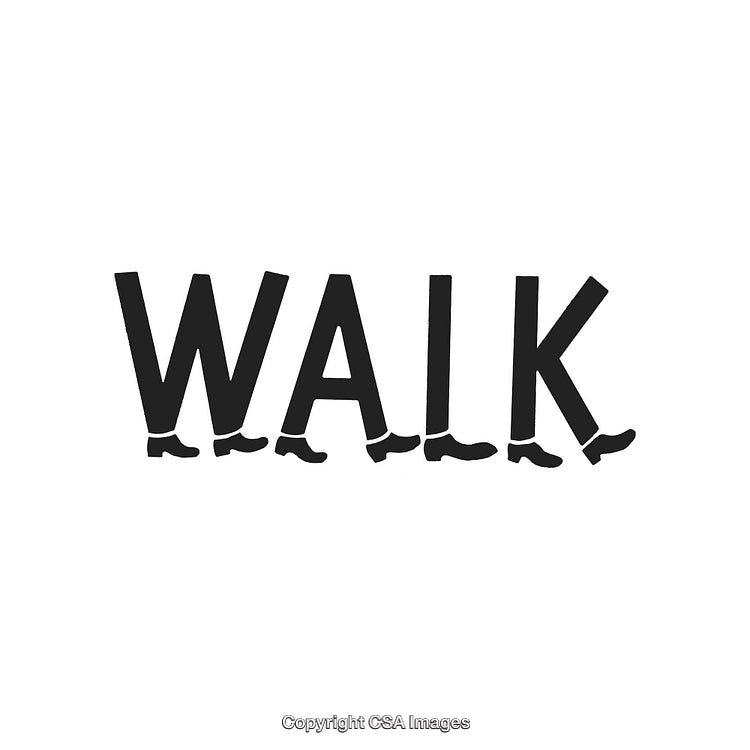 Creative Typography Design Featuring the Word Walk Formed by Stylized Letters and Shoes