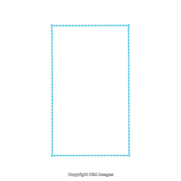 Blue Decorative Border with Wavy Pattern on White Background