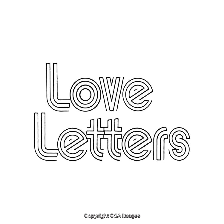 Stylized Typographic Illustration Depicting the Words 'Love Letters' in Bold Lines