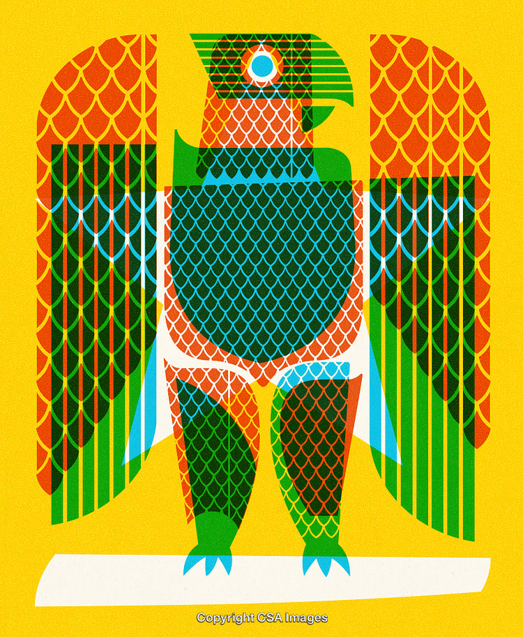 Colorful Abstract Illustration of a Geometric Bird with Vibrant Patterns