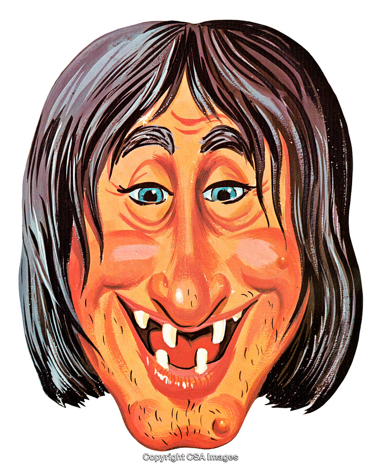 Colorful Hand-Drawn Cartoon Face With Wide Smile and Playful Features
