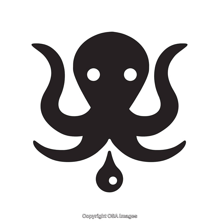 Minimalistic Black and White Octopus Icon Featuring Stylized Design