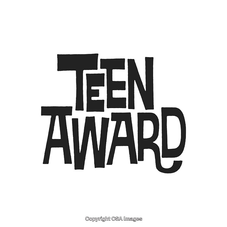 Bold Handwritten Style Teen Award Text on White Background