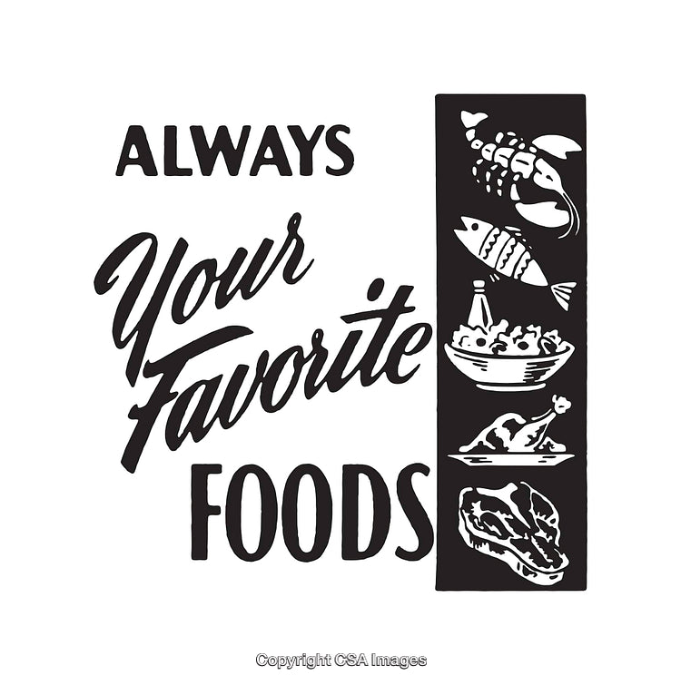 Black And White Line Art Depicting Favorite Food Varieties