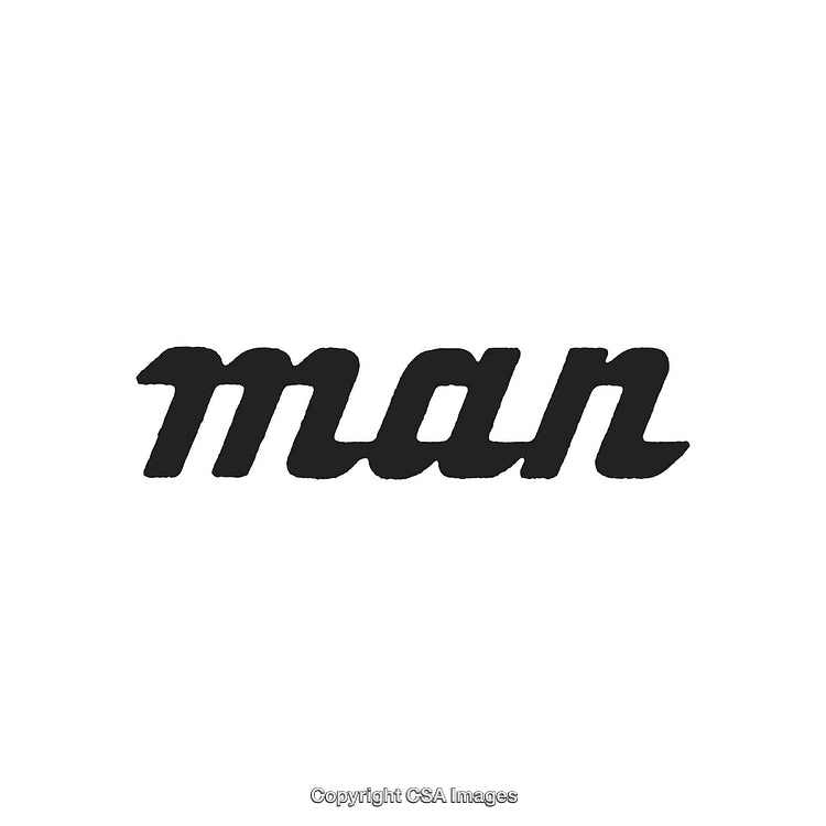 Bold Typography Featuring the Word 'Man' in Black on White Canvas