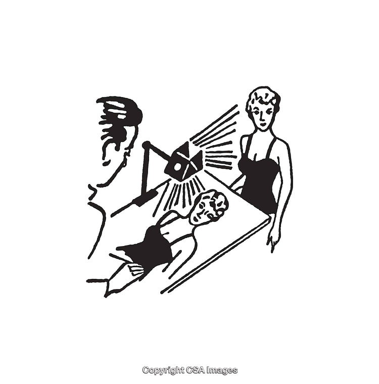 Vintage Line Art Illustration Depicting a Photo Studio Scene