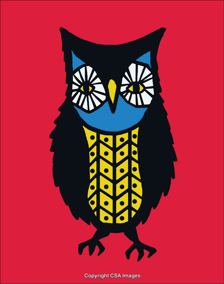 Colorful Abstract Owl Design on Vibrant Background