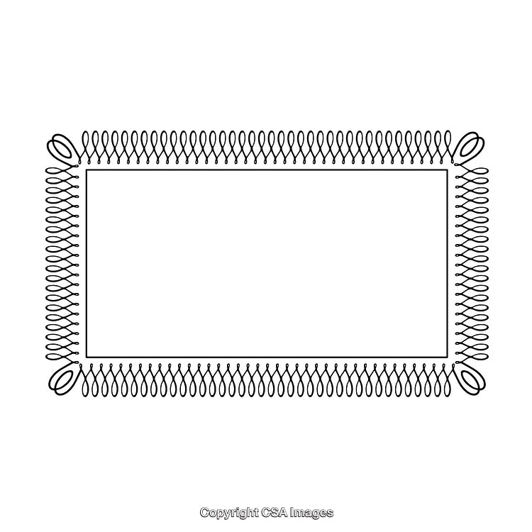 Black and White Rectangular Border With Decorative Loop Design