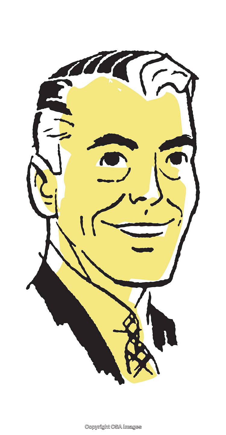 Retro Style Hand-Drawn Portrait Illustration with Vintage Charm