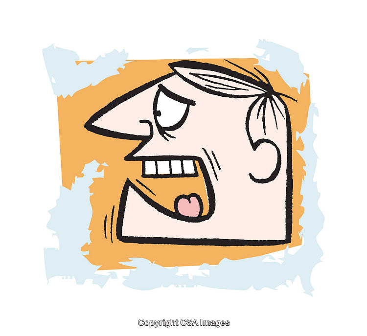 Cartoon Illustration of an Expressive Character with Surprised Expression