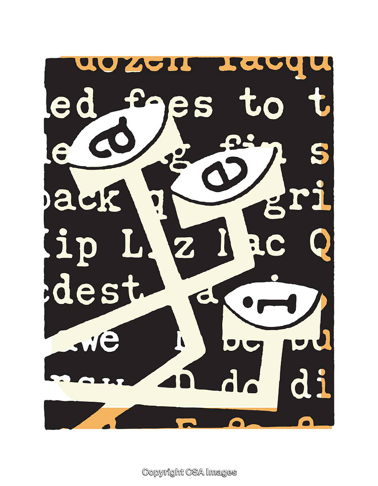 Abstract Illustration with Playful Eye and Letter Motif