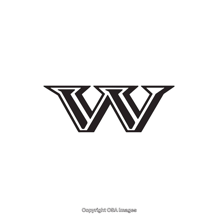 Stylized Black W Alphabet Design on White Background