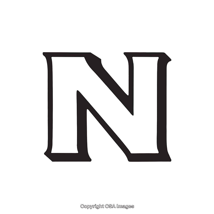 Bold Black Letter N on White Background for Graphic Design