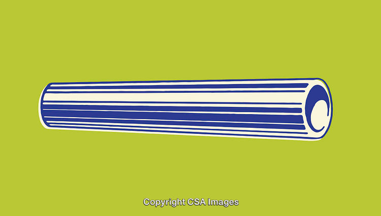 Blue And White Cartoon-Style Tube Illustration on Green Background
