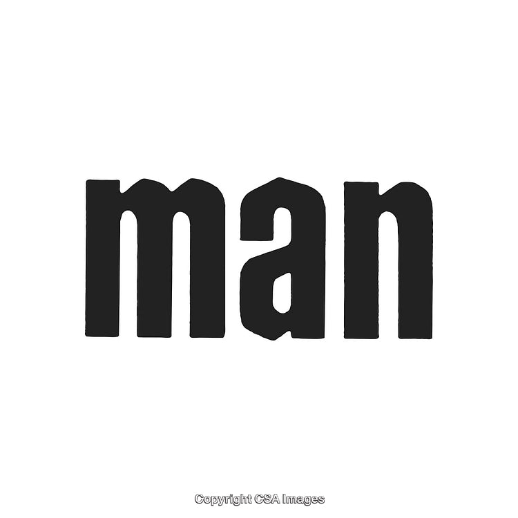 Bold Black Typography Artwork Featuring the Word 'Man' on White Background