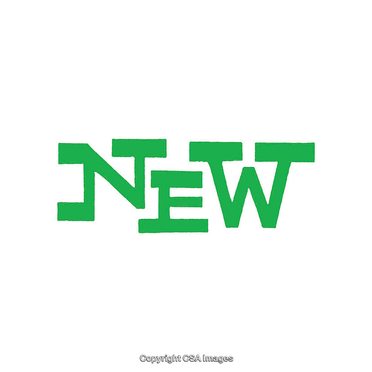 Simplicity of the Word 'New' in Green Capital Letters on White
