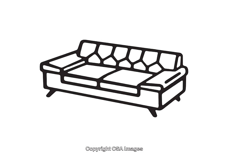 Simple Black and White Illustration of a Stylish Sofa Design
