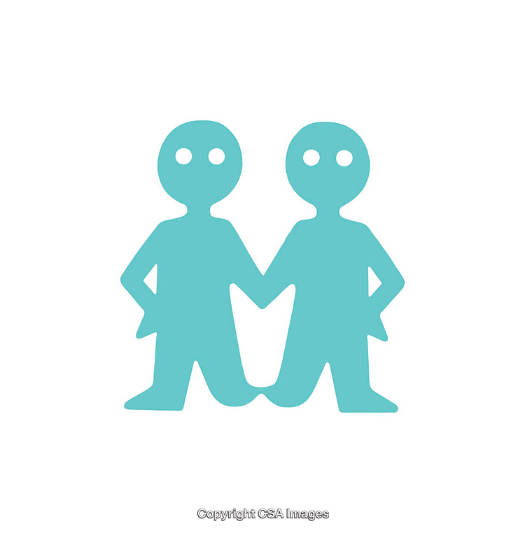 Illustration of Two Connected Figures in Flat Simplistic Design