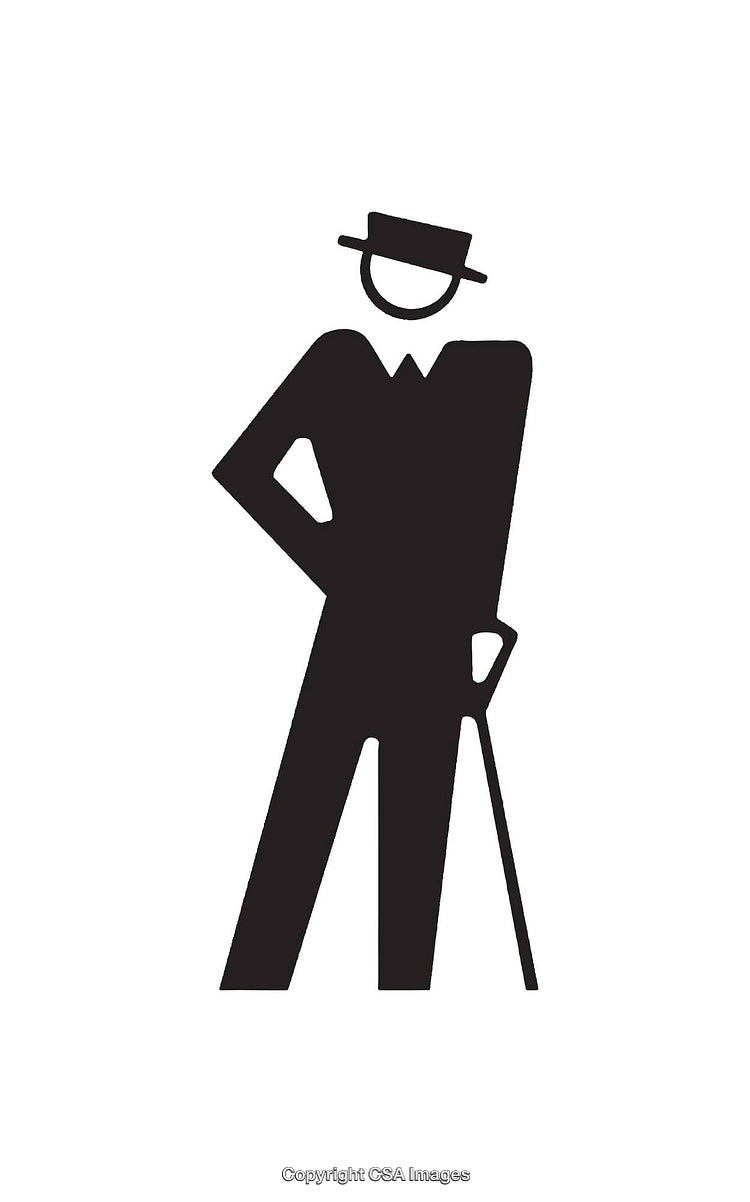 Silhouette Illustration of a Stylish Figure Holding a Cane
