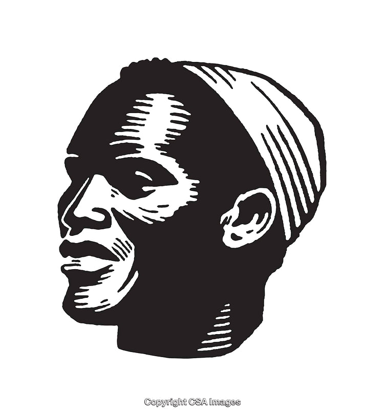 Black and White Line Art Portrait of a Thoughtful Individual