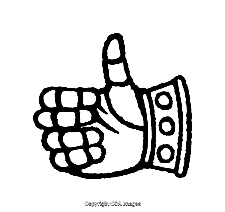 Black and White Line Art Drawing of a Thumbs-Up Gesture