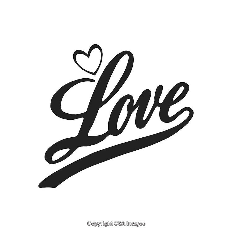 Expressive Calligraphy of the Word Love with Heart Accent - Simple and Elegant