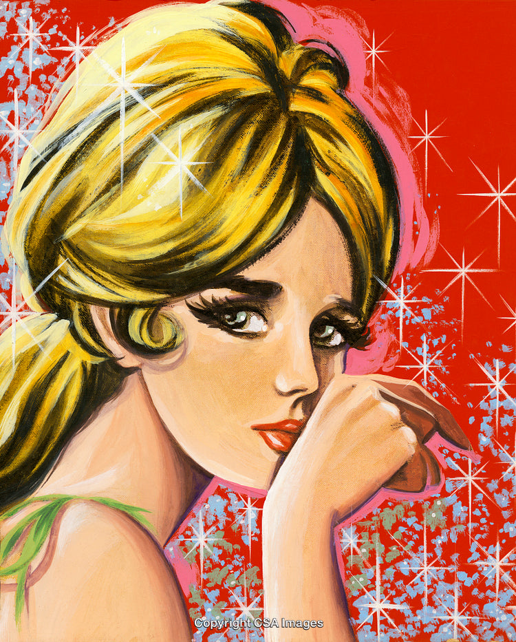 Elegant Pop Art Portrait of a Young Woman with Retro Style