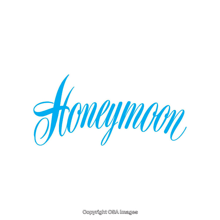 Elegant Handwritten 'Honeymoon' Text in Vibrant Blue Color