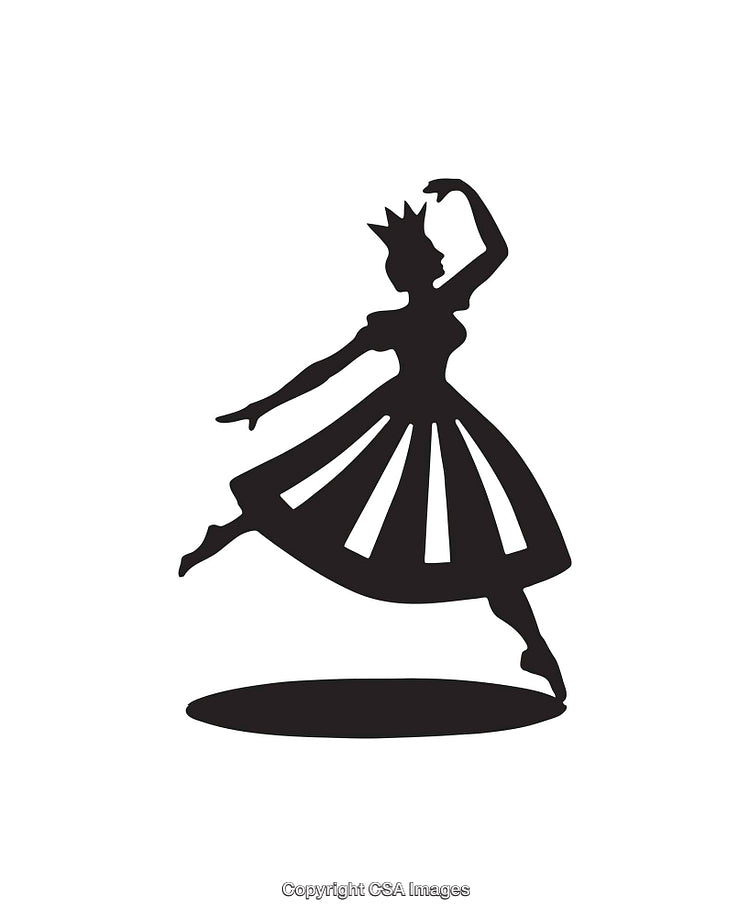 Silhouette of a Dancing Princess in Black and White Art