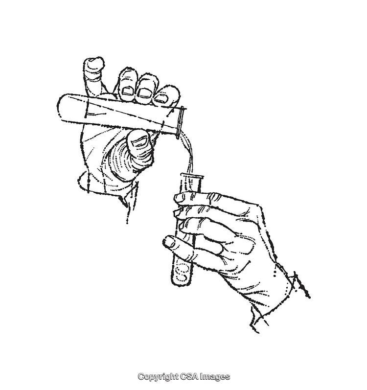 Line Art Illustration of Hands Pouring Liquid in Science Equipment