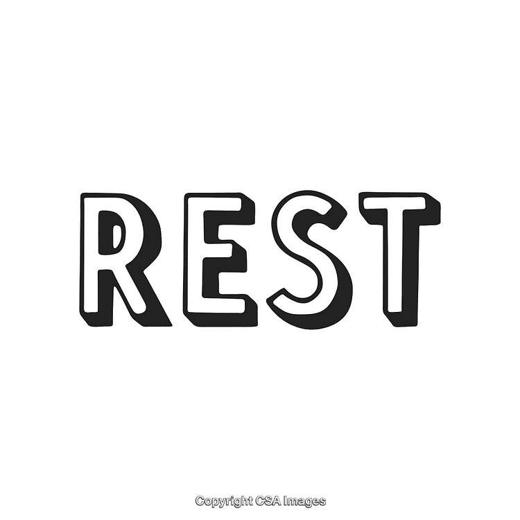 Black And White Text Illustration Featuring The Word Rest In Bold Font