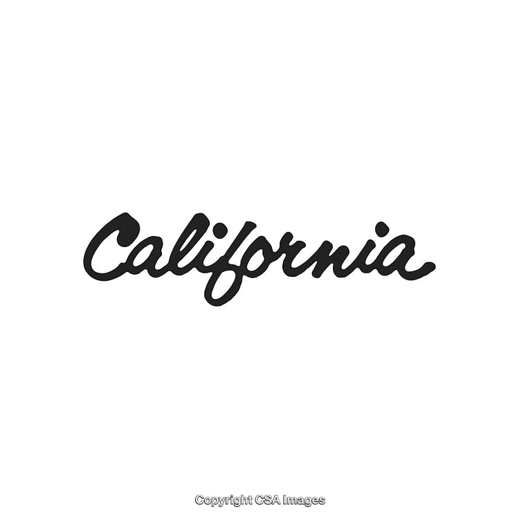 California Cursive Lettering in Black on a Clean White Background