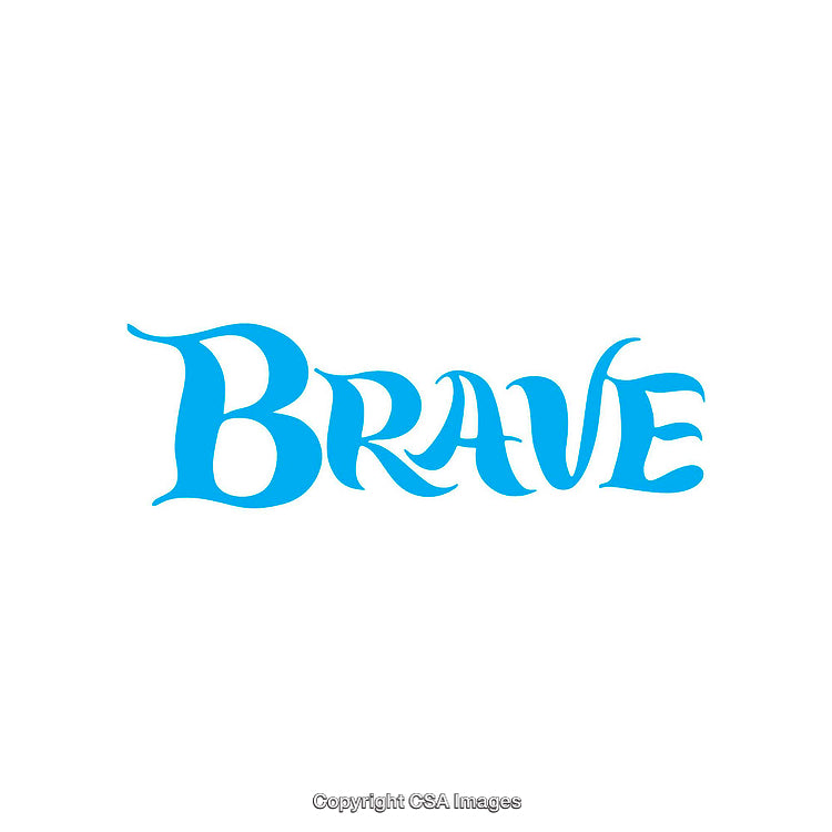 Blue Bold Text Design Featuring the Word 'Brave' on a White Background