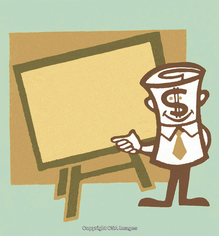 Money Character Giving a Presentation