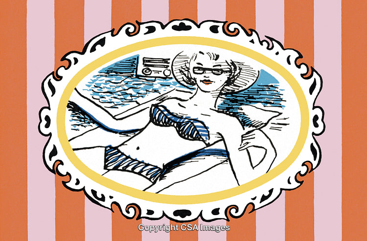 Illustration of a Relaxed Woman With a Retro Summer Vibe