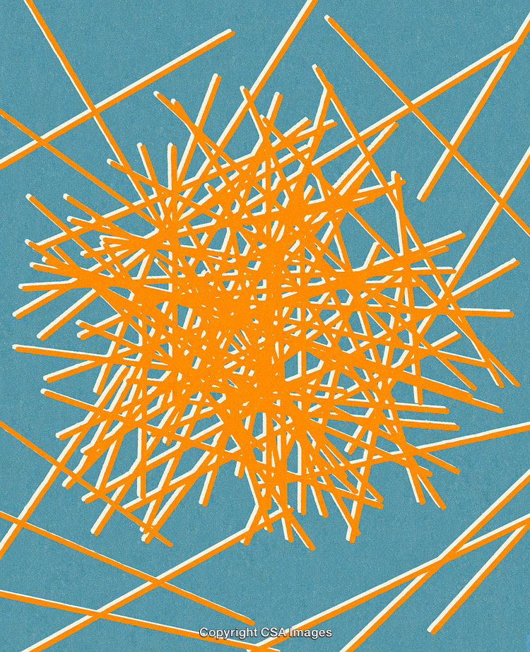 Abstract Orange Pattern with Geometric Lines on Blue Background