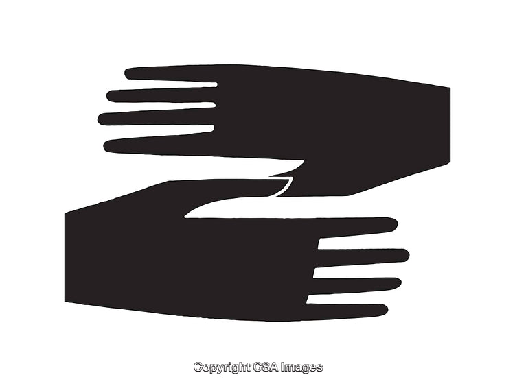 Minimalist Hands Icon Representing Unity and Collaboration in Black and White