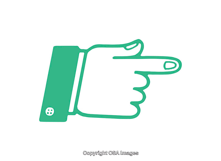 Green Hand Icon Pointing Right on White Background
